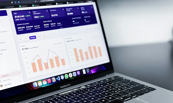 A sleek interface displaying AI-generated charts and predictive analytics for business growth.